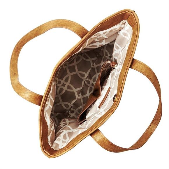 Steve Madden Shay Fax Leather Fringe Trim Large Tan Bucket Tote NWT MSRP $95 - Picture 5 of 8